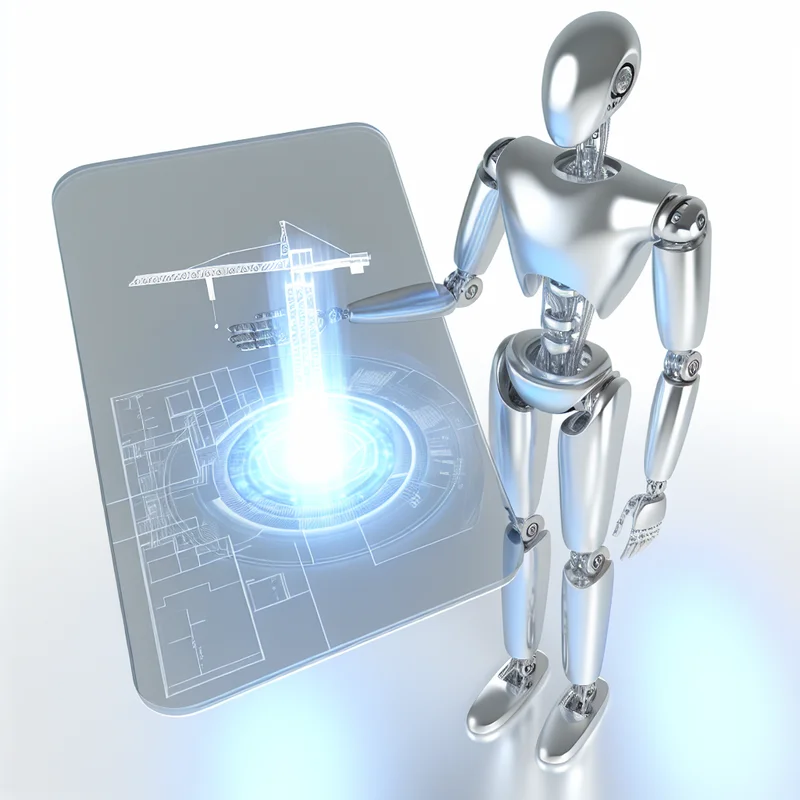 A visual representation of Harnessing AI in the Construction Industry: Transformations and Challenges featuring AI technologies and industry-specific elements.