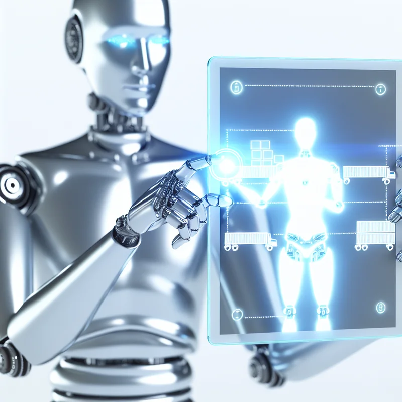 A visual representation of Harnessing AI for Logistics: Transforming Supply Chains with Intelligent Technologies featuring AI technologies and industry-specific elements.